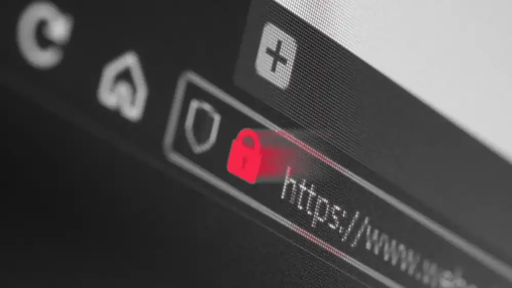 A browser address bar with a padlock and an https web address, the secure connection customers expect from a SaaS product