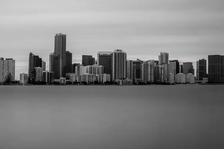 The Miami skyline across calm water on Biscayne Bay